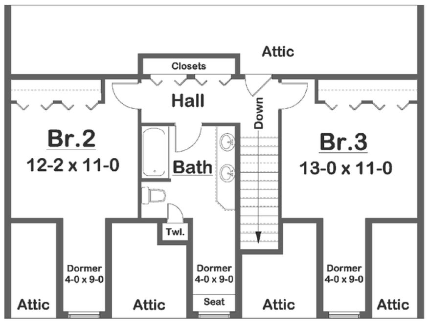 Second Floor Plan for House Plan #202020