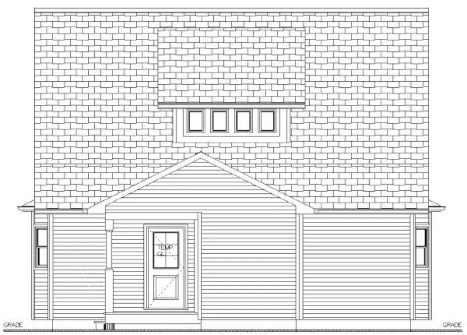 Rear Elevation for House Plan #201779