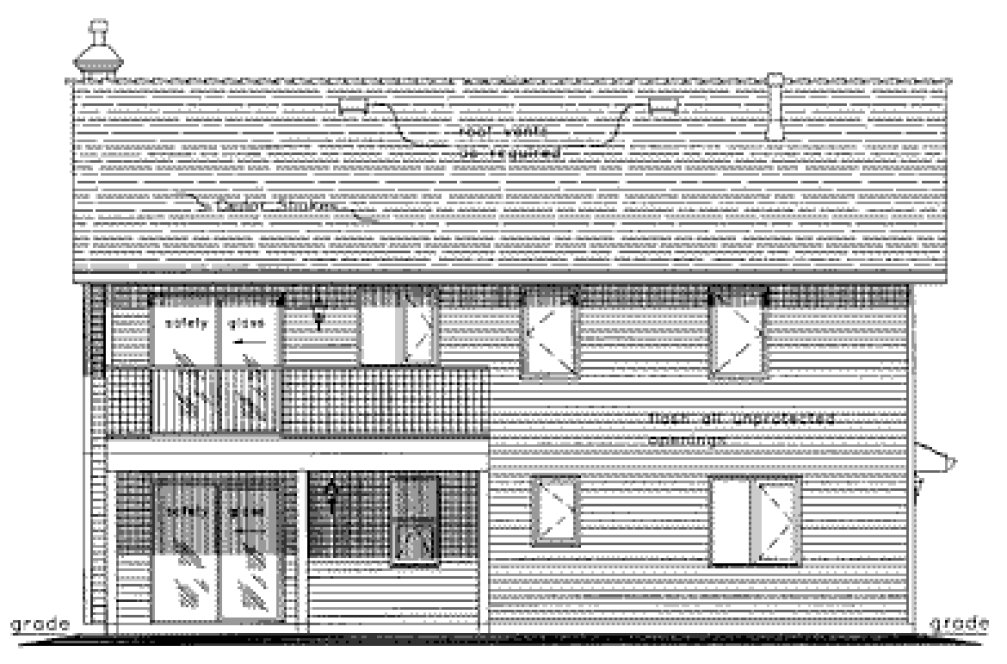 Rear Elevation for House Plan #130313
