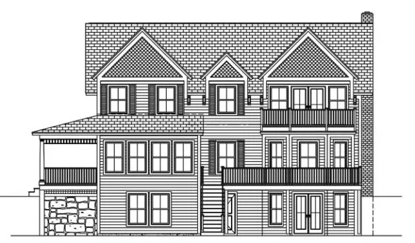 Rear Elevation for House Plan #563001