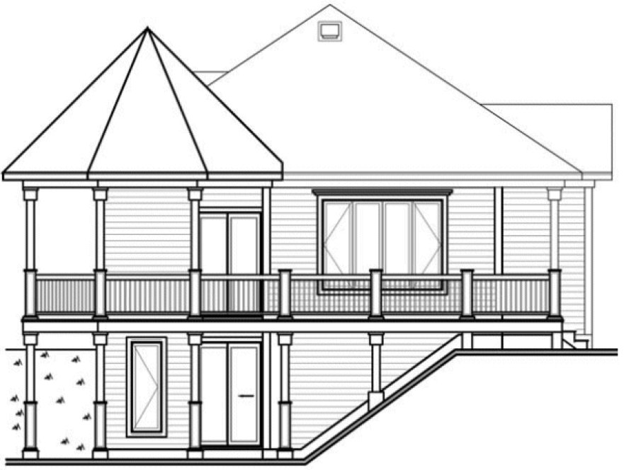 Rear Elevation for House Plan #141093