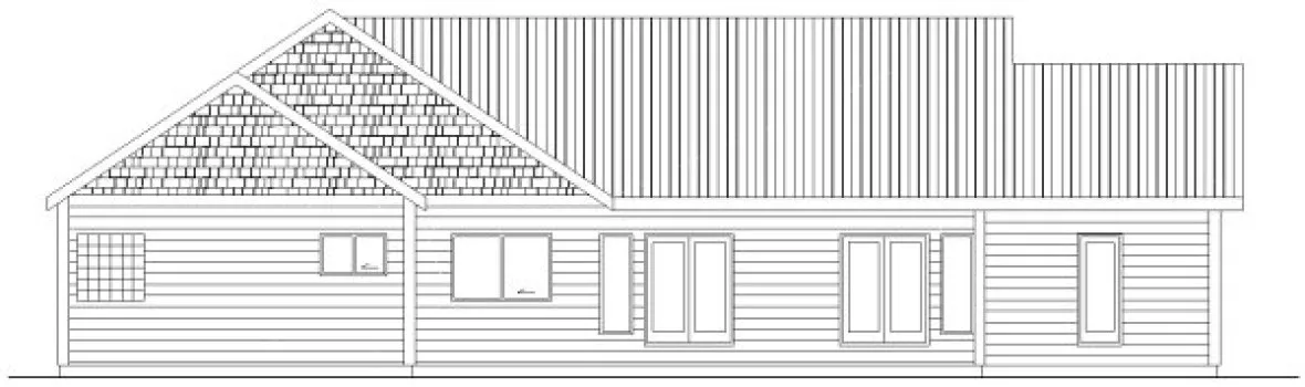 Rear Elevation for House Plan #208001