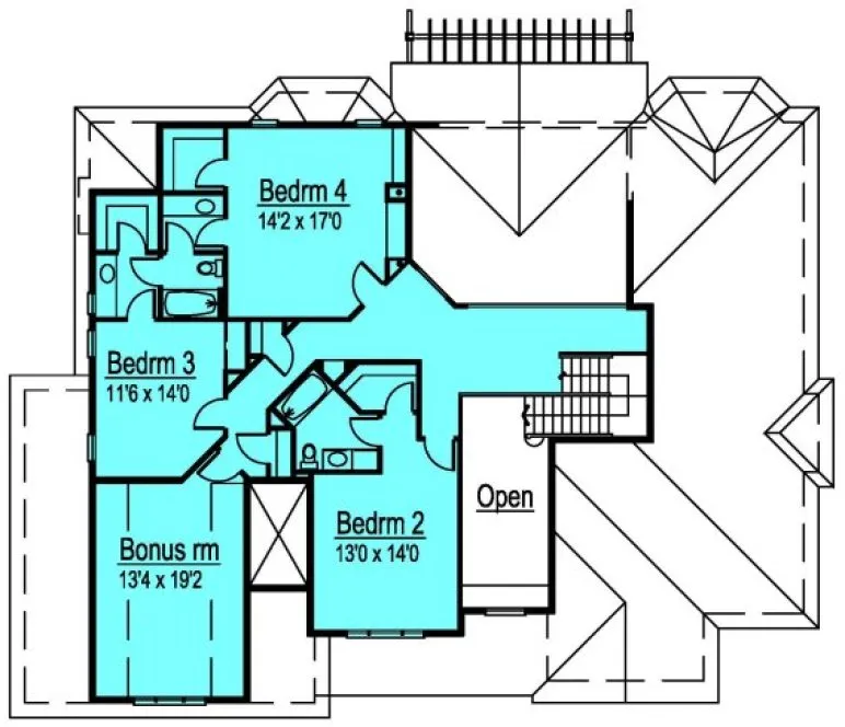 Second Floor Plan for House Plan #573010