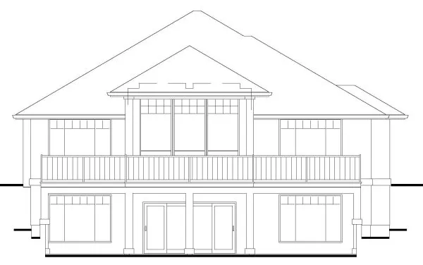 Rear Elevation for House Plan #571100