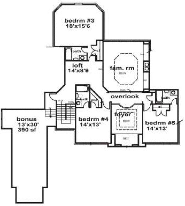 Second Floor Plan for House Plan #390530
