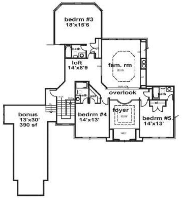 Second Floor Plan for House Plan #390066