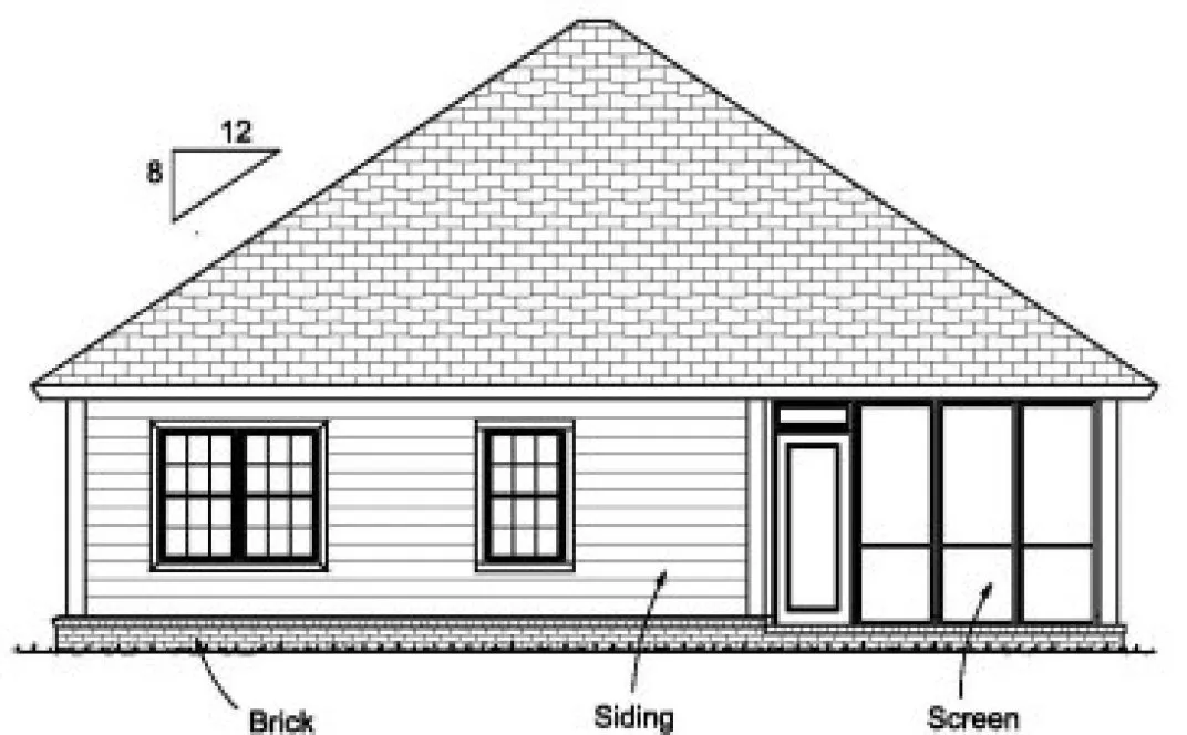 Rear Elevation for House Plan #246334