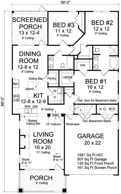 Main Floor Plan for House Plan #246334