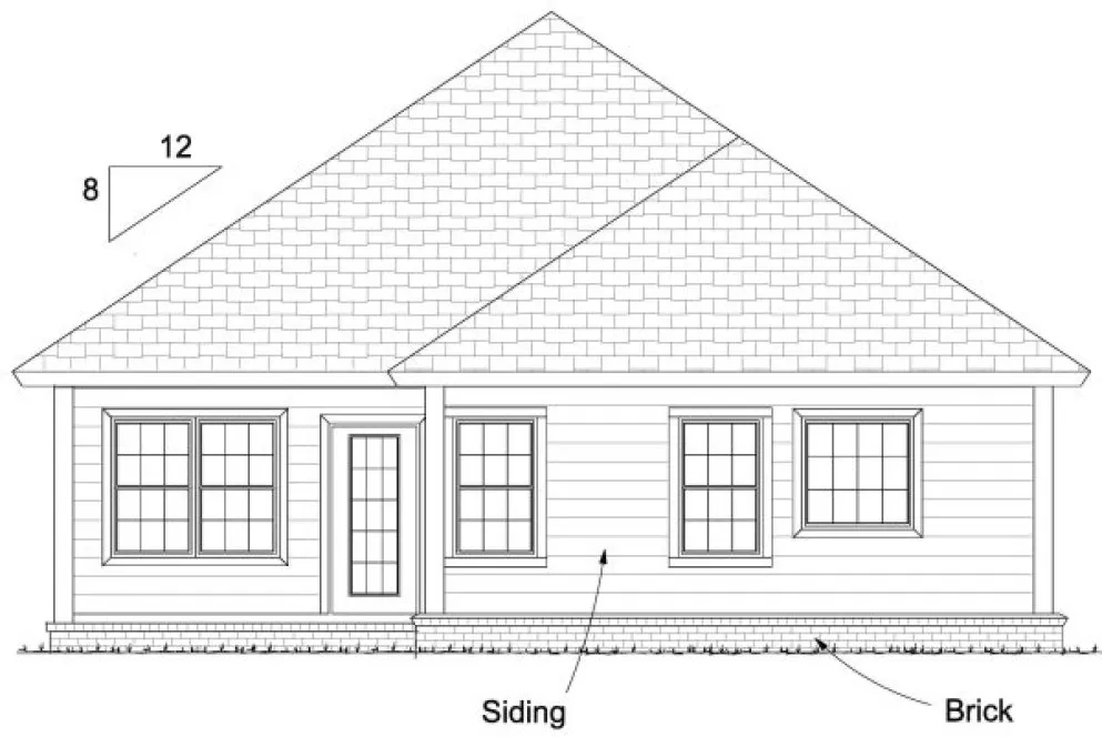 Rear Elevation for House Plan #247334