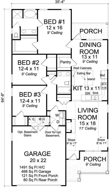 Main Floor Plan for House Plan #247334