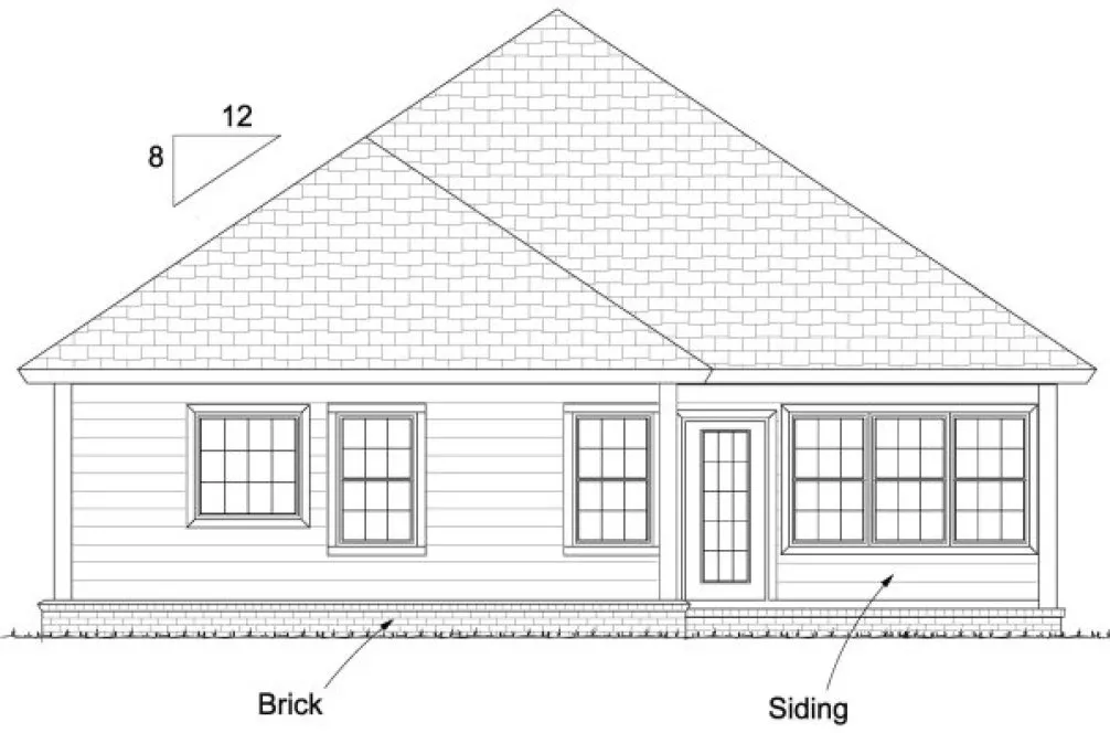 Rear Elevation for House Plan #248334