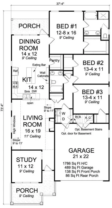 Main Floor Plan for House Plan #248334