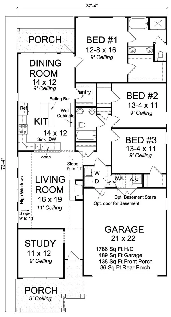 Main Floor Plan for House Plan #248334