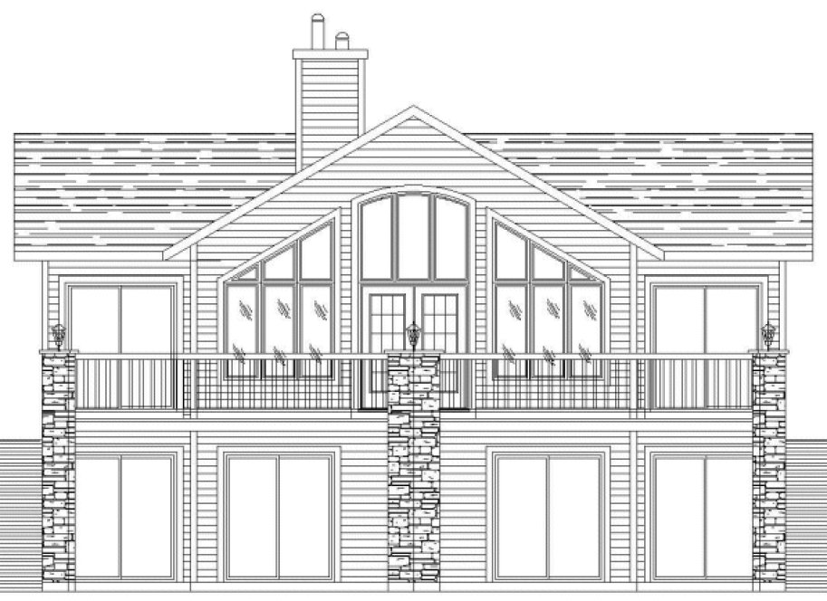Rear Elevation for House Plan #429260