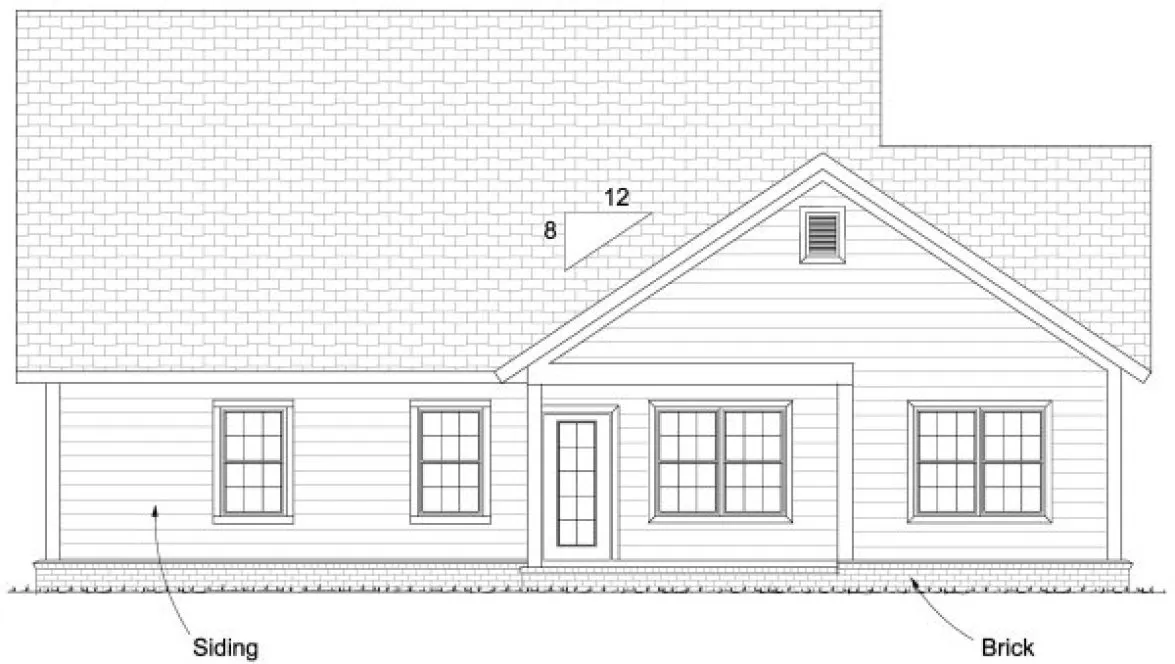 Rear Elevation for House Plan #240434