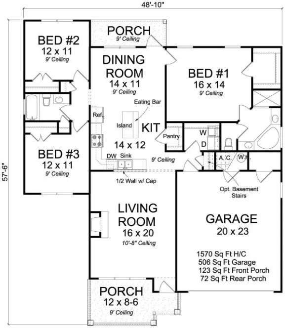Main Floor Plan for House Plan #240434