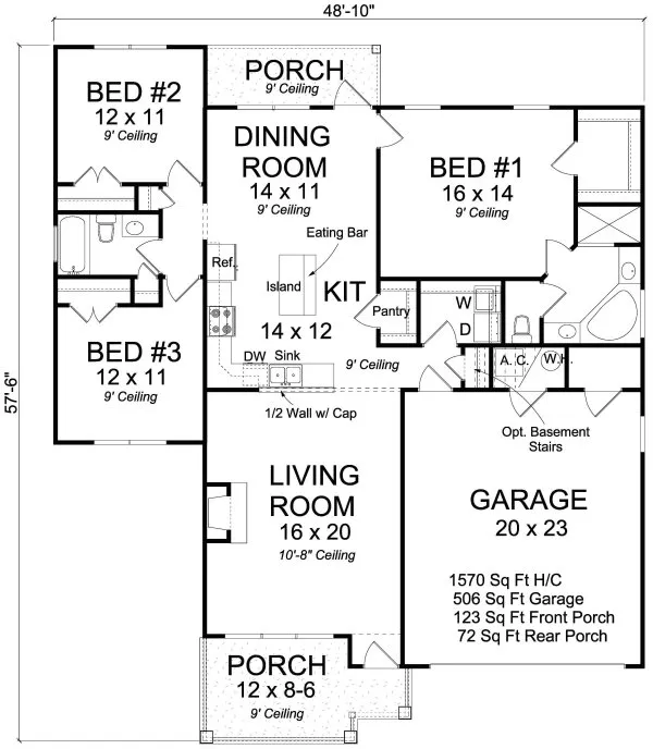 Main Floor Plan for House Plan #240434