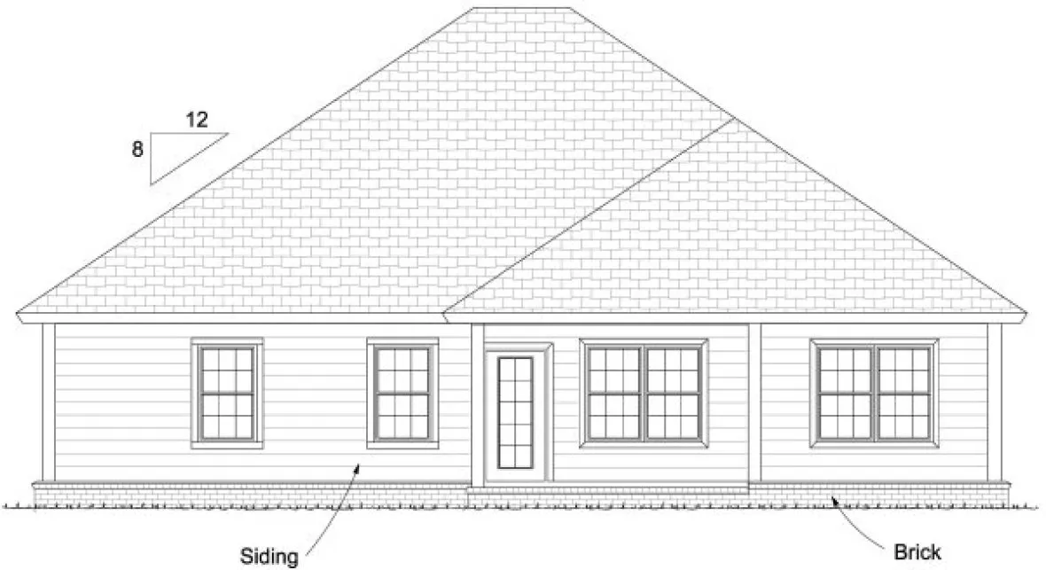 Rear Elevation for House Plan #241434