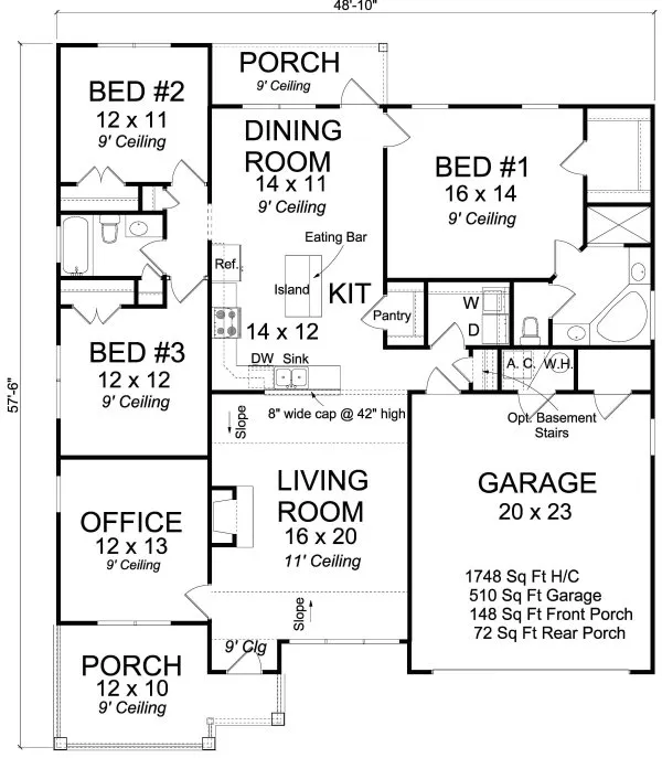 Main Floor Plan for House Plan #241434