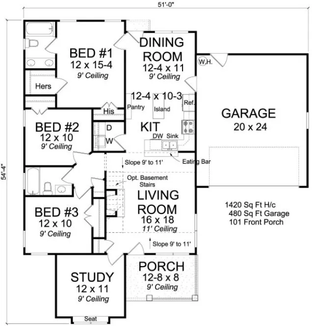 Main Floor Plan for House Plan #242434