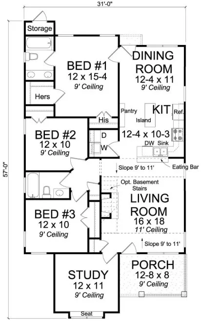 Main Floor Plan for House Plan #243434