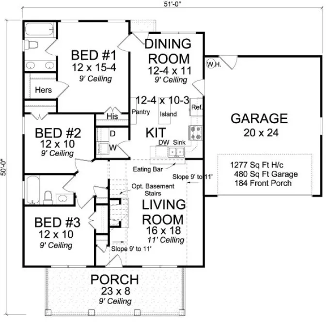 Main Floor Plan for House Plan #244434