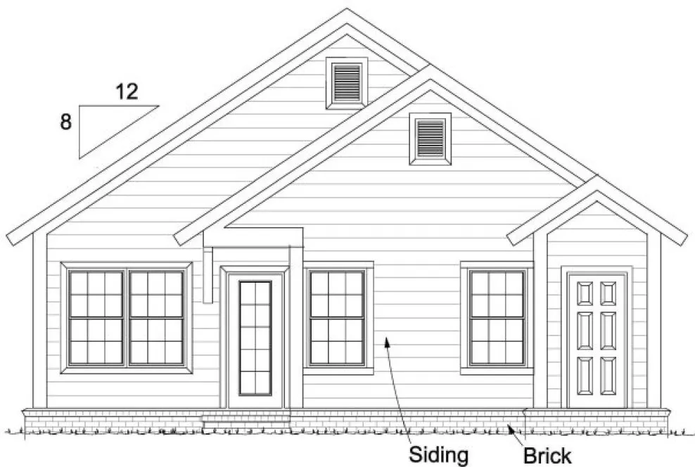 Rear Elevation for House Plan #245434