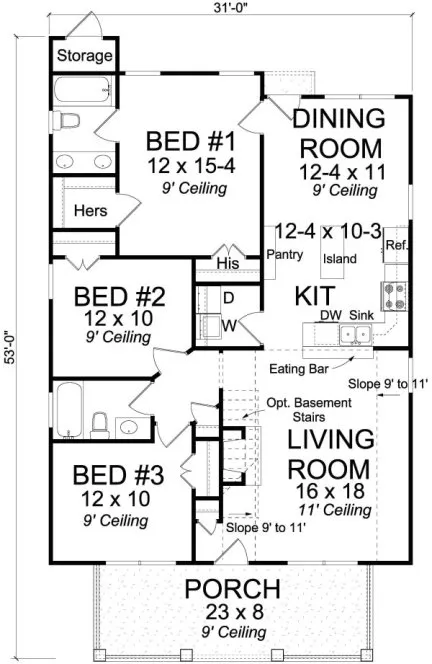 Main Floor Plan for House Plan #245434