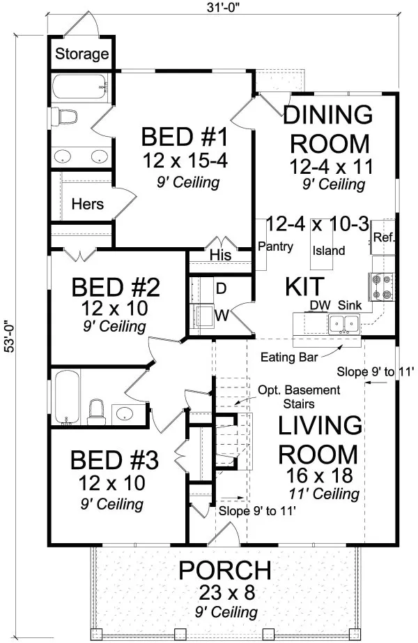 Main Floor Plan for House Plan #245434