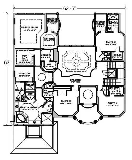 Second Floor Plan for House Plan #313851