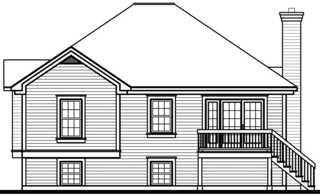 Rear Elevation for House Plan #149242