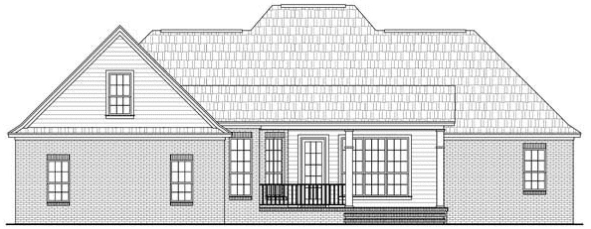Rear Elevation for House Plan #210222