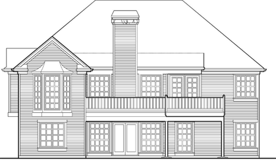 Rear Elevation for House Plan #321021