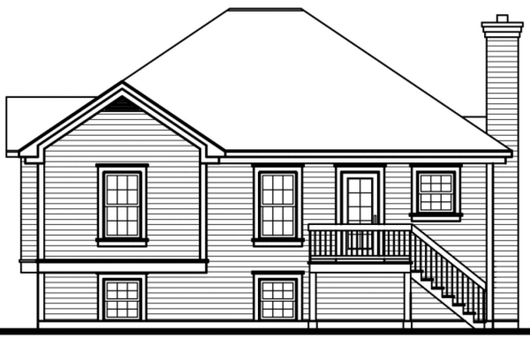 Rear Elevation for House Plan #149342