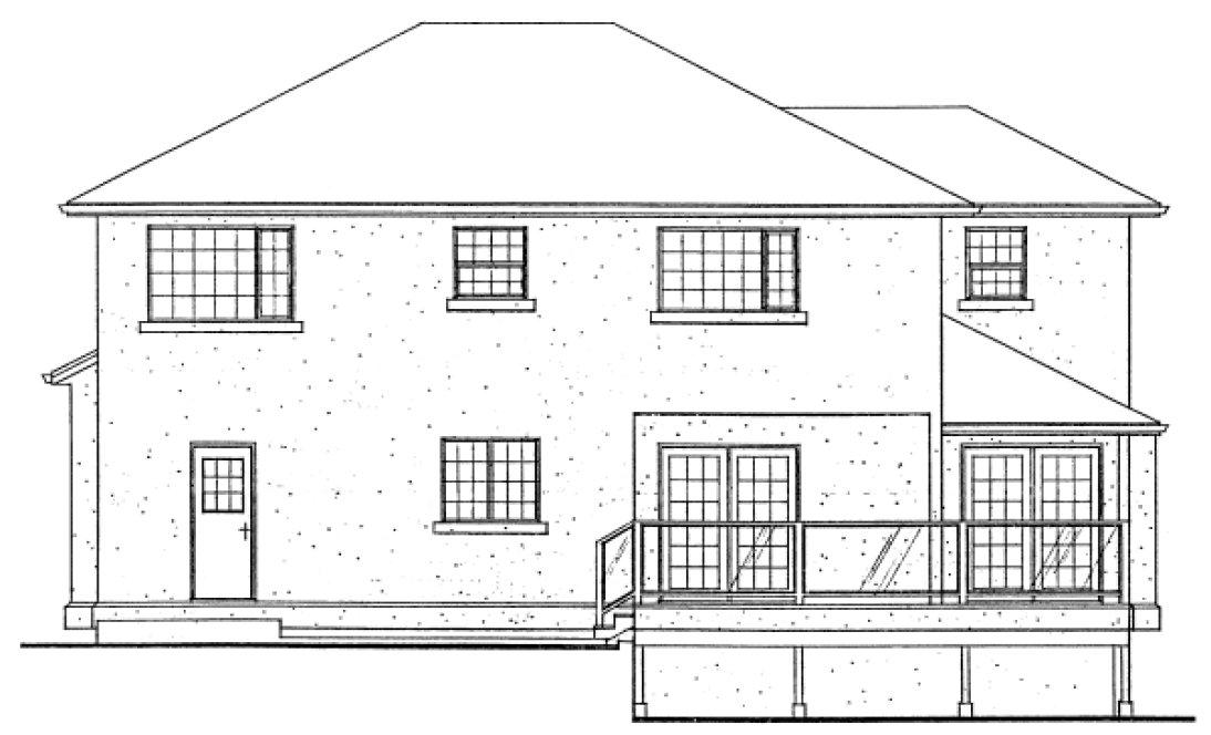 Rear Elevation for House Plan #202023