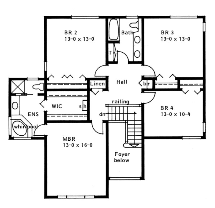 Second Floor Plan for House Plan #202023