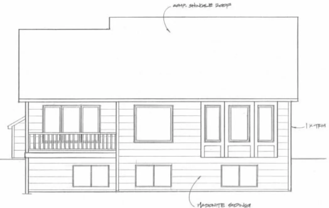 Rear Elevation for House Plan #352101