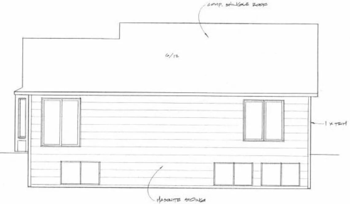Rear Elevation for House Plan #353301
