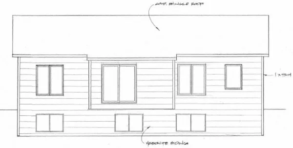 Rear Elevation for House Plan #359301