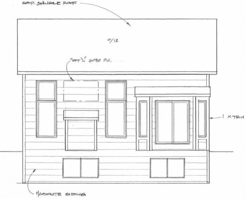 Rear Elevation for House Plan #350401