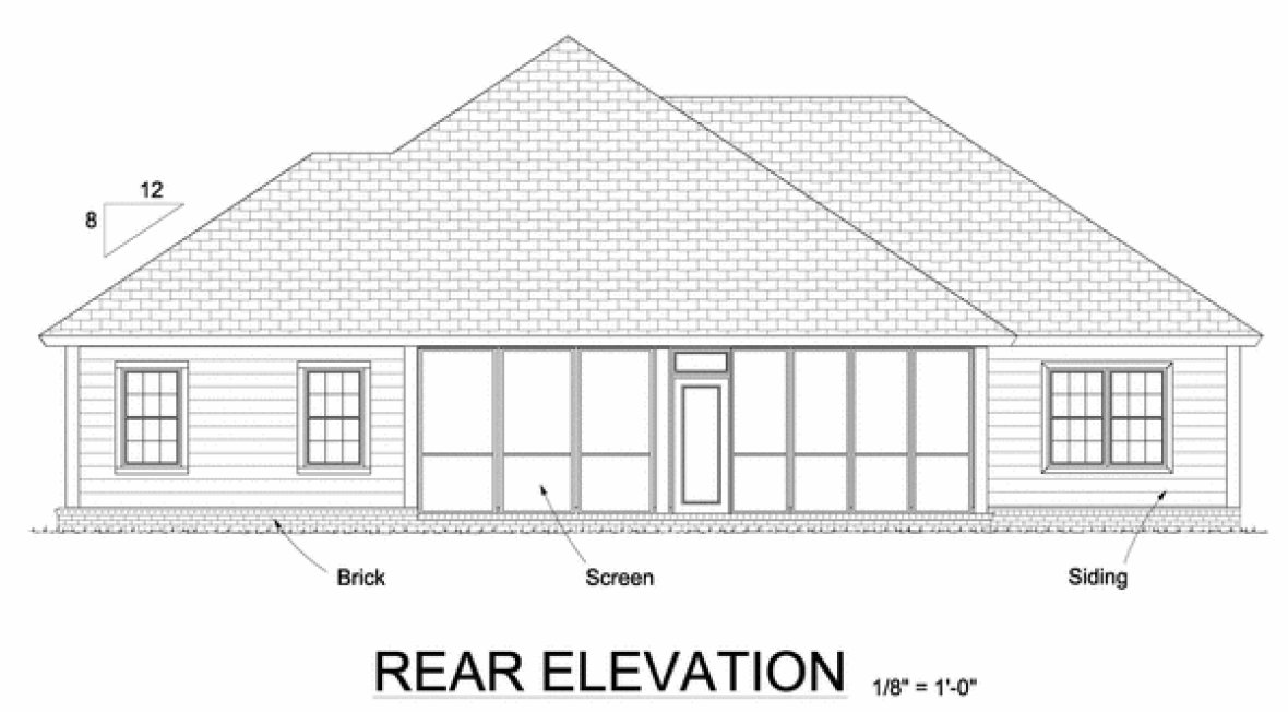 Rear Elevation for House Plan #247430