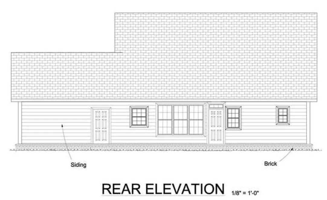 Rear Elevation for House Plan #248430