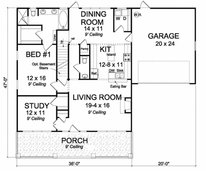 Main Floor Plan for House Plan #248430