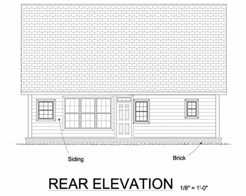 Rear Elevation for House Plan #249430