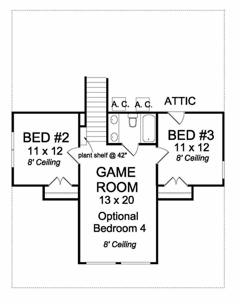 Second Floor Plan for House Plan #249430