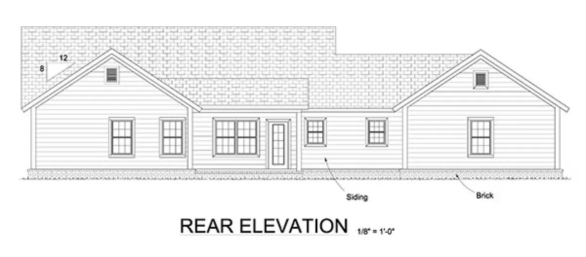 Rear Elevation for House Plan #240530