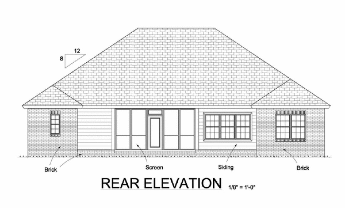 Rear Elevation for House Plan #241530