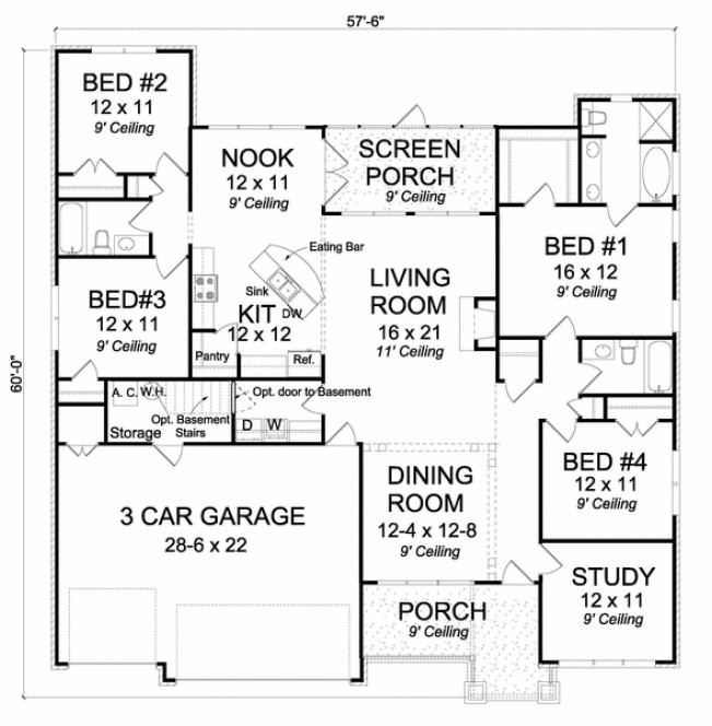 Main Floor Plan for House Plan #241530
