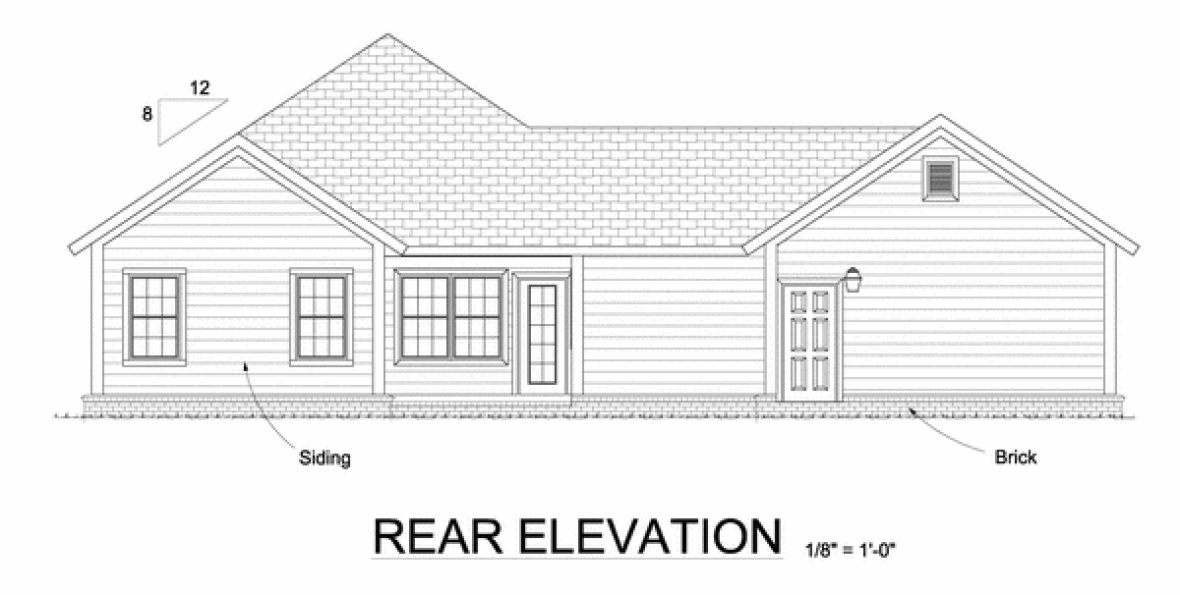 Rear Elevation for House Plan #243530