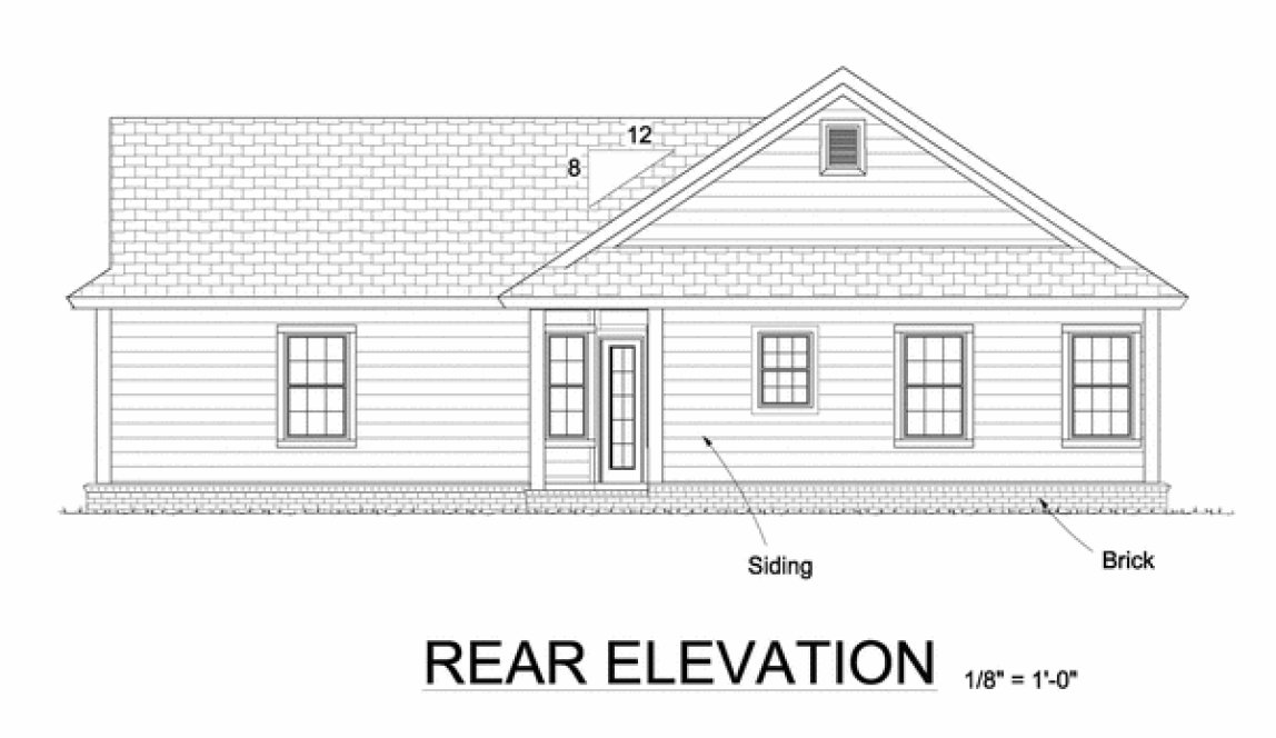 Rear Elevation for House Plan #245530